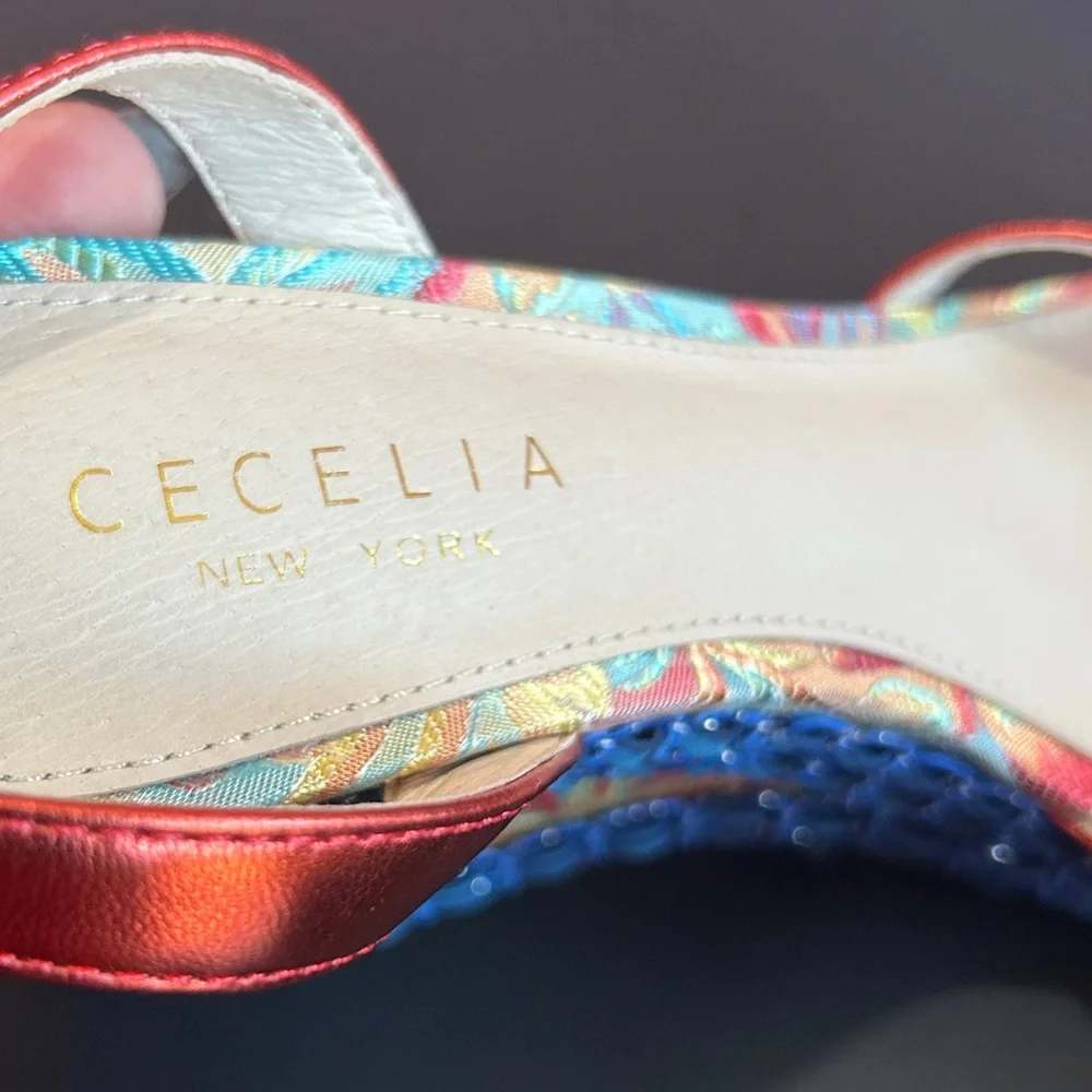 Cecelia New York | Whinney Platform Wedge in Red Metallic | 6.5